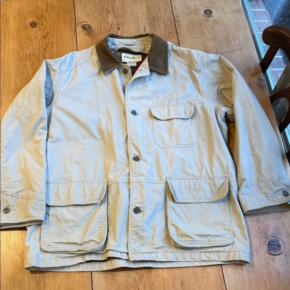 Eddie Bauer Men's Tan Barn Jacket with Brown corduroy Collar - Picture 4 of 9